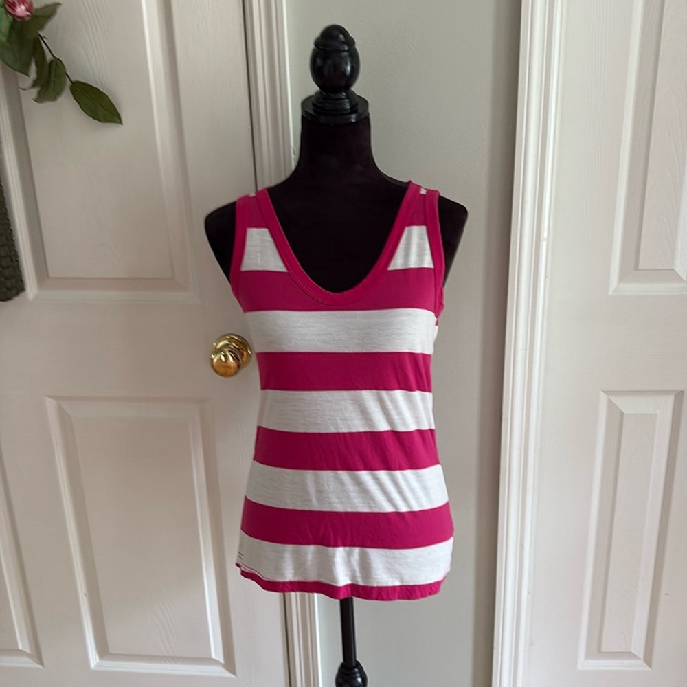NWOT t.la/Anthropologie Pink Striped V Neck Tank- Size S